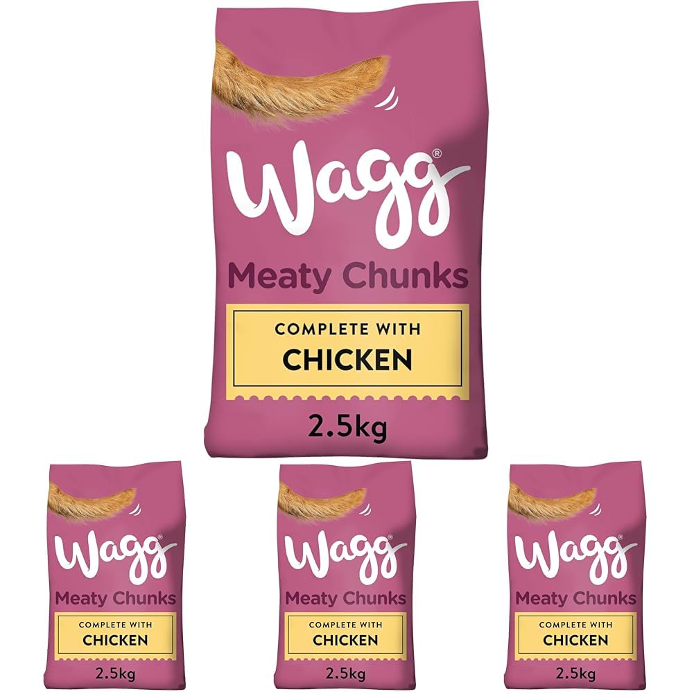 Wagg Meaty Chunks Complete Dry Adult Dog Food Beef 2.5kg (Pack of 4) - Meaty & Delicious