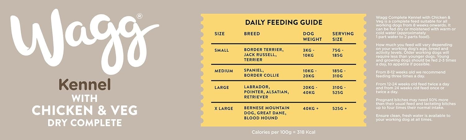 Wagg Kennel Complete Dry Adult Dog Food Chicken & Veg 15kg - Meaty Ingredients Come 1st
