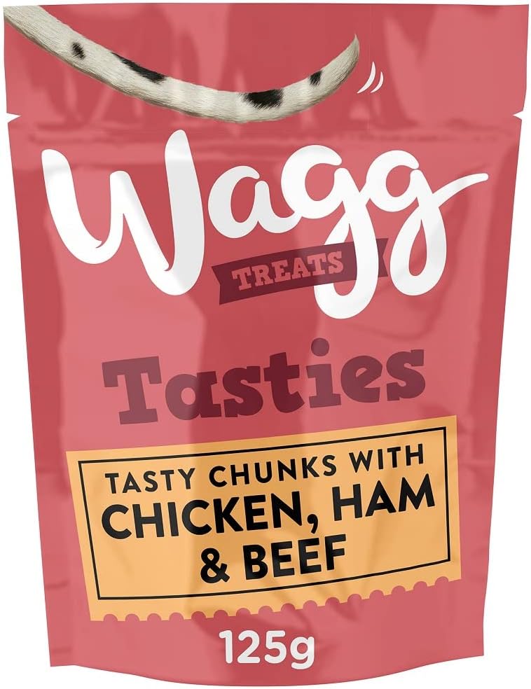 Wagg Tasties Tasty Chunks Chicken, Ham & Beef Dog Treats 125g (Pack of 7) - Oven Baked