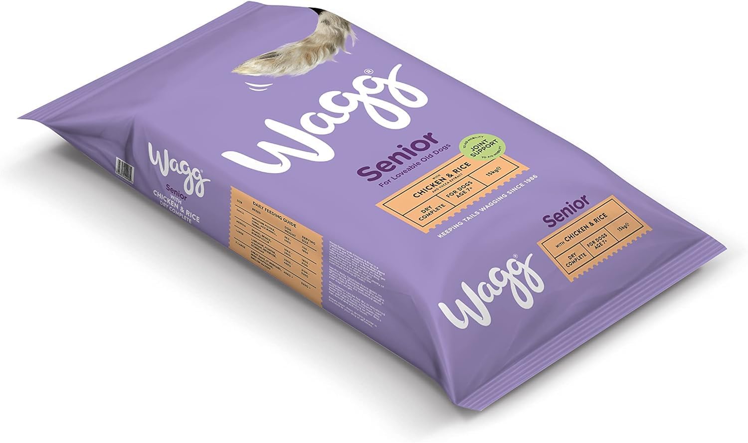Wagg Senior Complete Dry Dog Food Chicken & Rice 15kg - 28% Meaty Ingredients