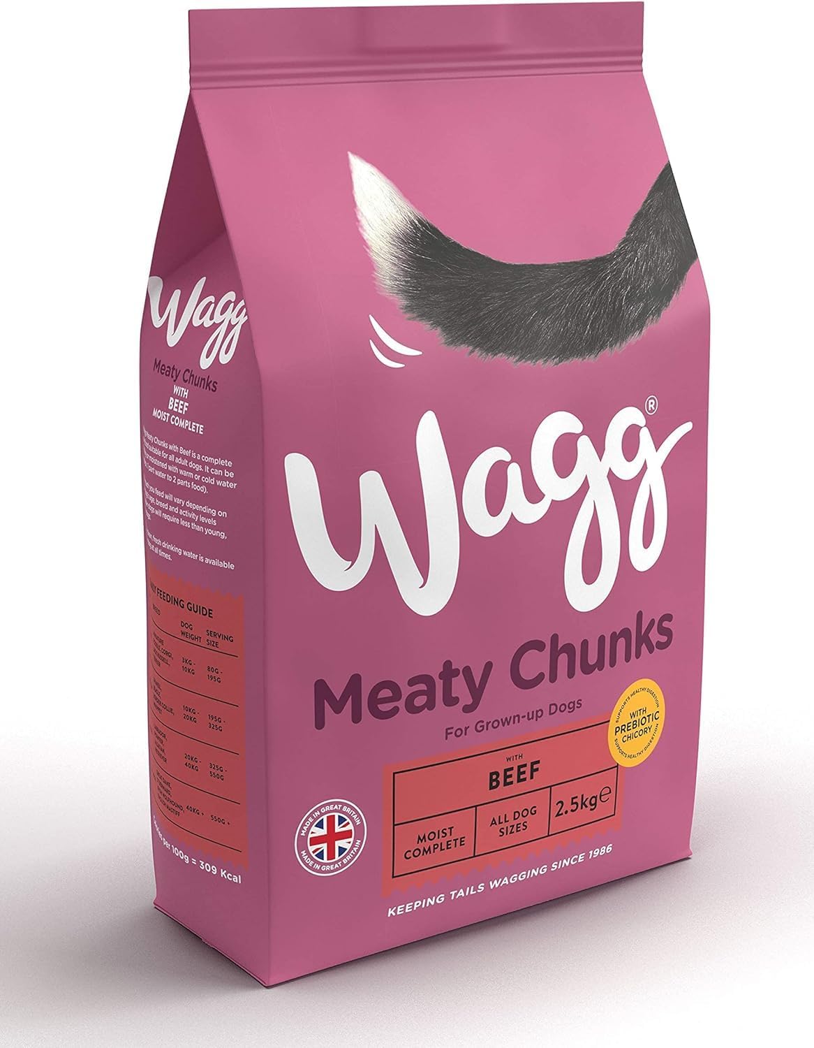 Wagg Meaty Chunks Complete Dry Adult Dog Food Beef 2.5kg (Pack of 4) - Meaty & Delicious