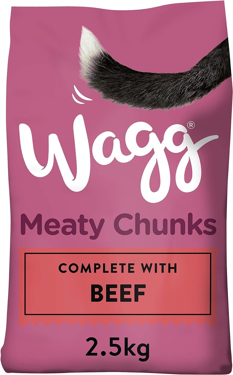 Wagg Meaty Chunks Complete Dry Adult Dog Food Beef 2.5kg (Pack of 4) - Meaty & Delicious