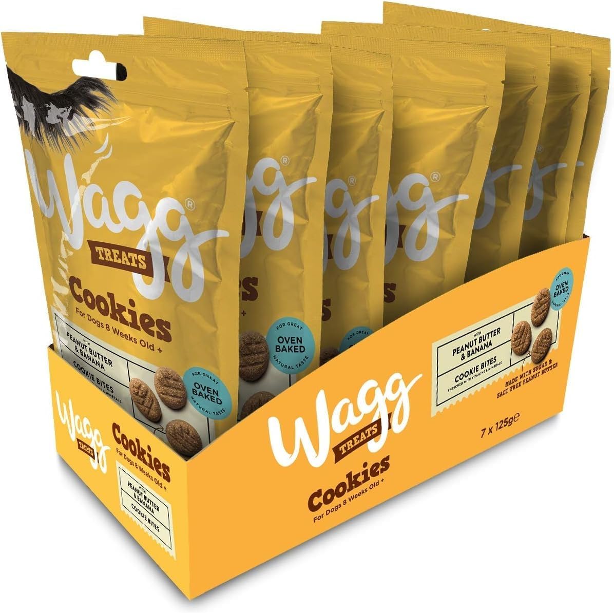 Wagg Cookie Bites Peanut Butter & Banana Dog Treats 125g (Pack of 7) - Oven Baked