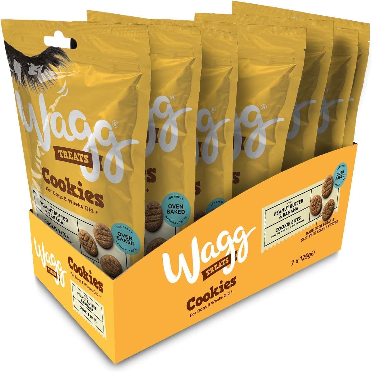 Wagg Cookie Bites Peanut Butter & Banana Dog Treats 125g (Pack of 7) - Oven Baked